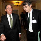 Ignacio Sánchez Galán y Fernando Becker, en Londres durante la presentación de resultados.