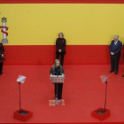 La presidenta de la Comunidad de Madrid, Cristina Cifuentes, durante su intervención en la recepción anual con motivo de la celebración del Día de la Constitución.