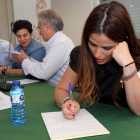 Mariela Blanco, mujer de Tudanca, durante la celebración de un congresillo del PSOE en Valdefresno