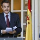 José Luis Rodríguez Zapatero durante la rueda de prensa ofrecida ayer