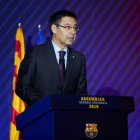 Josep Maria Bartomeu, durante una asamblea del Barça.