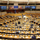 Vista general del Parlamento Europeo, hace una semana, en el debate para afrontar el coronavirus. OLIVIER HOSLET