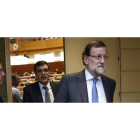 Mariano Rajoy, abandona el hemiciclo al término del pleno del Senado que se celebró hoy en Madrid