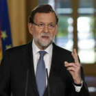 El presidente del Gobierno durante su comparecencia de ayer.