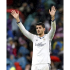 El delantero del Real Madrid Morata celebra el triunfo frente al Athletic de Bilbao. JUANJO MARTÍN