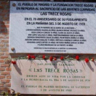 La placa que recuerda a las 'Trece Rosas', en Madrid