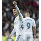 El centrocampista del Madrid, Marco Asensio, celebra su gol ante Las Palmas. RODRIGO JIMÉNEZ