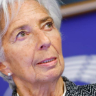 La presidenta del BCE, Christine Lagarde, en su comparecencia de ayer. STEPHANIE LECOC