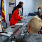 Yolanda Díaz, Isabel Rodríguez y José Luis Escrivà ayer, tras el Consejo de Ministros. JJ GUILLÉN