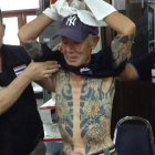 El yakuza Shigeharu Shirai después de ser detenido.