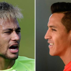 El brasileño Neymar y el chileno Alexis, rivales en el primer aprtido de octavos de final.