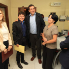 Lidia Pérez, Folgueral, Fernández Cardo, Marqués y Santín, ayer en la sede del PSOE.
