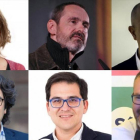 Los nuevos miembros de la Mesa del Parlament: Alba Vergés (arriba a la izquierda), Eusebi Campdepadrós, Joan García, David Pérez, José María Espejo-Saavedra y Josep Costa (abajo a la derecha).
