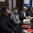 Gabriel, Turull y Rovira, en una junta de portavoces del Parlament.