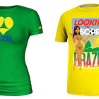 Los dos diseños de camisetas del Mundial que Brasil ha exigido a Adidas que retire del mercado.