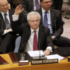 El embajador de Rusia ante la ONU, Vitaly Churkin, durante una votación en el Consejo de Seguridad, el pasado marzo en Nueva York.