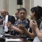 Diputados de Junts pel Sí y la CUP, el pasado 4 de julio, durante la presentación de la ley del referéndum.