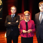 Álex Fusté, María Jesús Soto y Carlos Aso, ayer en la conferencia anual. RAMIRO