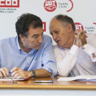 Los dirigentes autonómicos de los sindicatos UGT, Faustino Temprano, y CC OO, Ángel Hernández. R.G.