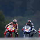 De izquierda a derecha, Marc Márquez, Jorge Lorenzo y Dani Pedrosa, en el circuito de Brno en el 2013.