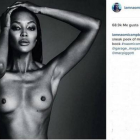 Captura de la cuenta de Instagram de la modelo Naomi Campbell, donde se ve la foto que ya ha sido retirada.