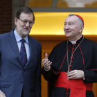 El presidente Mariano Rajoy recibió ayer al secretario de Estado de la Santa Sede, Pietro Parolin. ZIPI