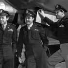 Imagen tomada en agosto de 1945 por las fuerzas aéreas de EEUU de los tripulantes del bombardero B-29 "Enola Gay".