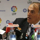 Javier Tebas en la sede de la LFP en Madrid.