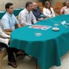 De izquierda a derecha, Pereira, Cabezas, De la Fuente, Álvarez, Castro, y Rus ayer en Astorga