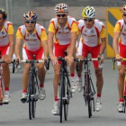 Alberto Contador, Samuel Sánchez, Óscar Freire, Carlos Sastre y Alejandro Valverde, con España.