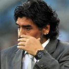 Maradona durante el partido.