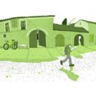 Ilustración de Castrillo de los Polvazares que Pinto ha querido incluir entre las diez que conforman su libro sobre el Camino de Santiago.