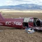 Estado en el que quedó la avioneta, después de estrellarse el sábado