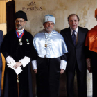 El alcalde de Salamanca; el rector de la Universidad; el presidente de la Junta y el de Iberdrola, flanquean a Lula.