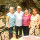 Benito Ángel Ferreiro, con su esposa, su hermana Dolores y otra berciana natural de Fabero, Lida Librán, en el vestíbulo del Hotel Habana Libre TRIP.