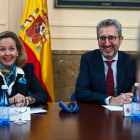 La vicepresidenta primera, Nadia Calviño, ayer en una visita a Castellón. DOMÉNECH CASTELLÓ