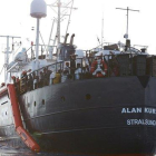 El barco Alan Kurdi, a 34 millas (casi 63 kilómetros) de la costa de Libia , el pasado viernes.