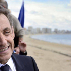 Sarkozy, ayer, en un acto de campaña en Les Sables-d'Olonne.