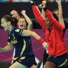 Las jugadoras de España celebran su victoria ante Croacia.