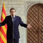 Artur Mas durante la rueda de prensa ofrecida para explicar el caso de Jordi Pujol.