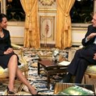 Rice y Chirac durante la reunión que mantuvieron ayer para preparar la visita de Bush a París