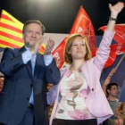 El presidente aragonés, Marcelino Iglesias, en compañía de Leire Pajín