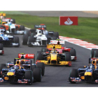 Los colores azul, rojo y amarillo de los Red Bull volverán a marcar la pauta en el Mundial del 2012. Vettel y Webber serán una vez más las referencias para el resto de gallos entre los que se encuentran Alonso, Hamilton y Button.