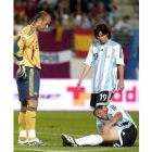 Maxi, el día de su desgraciada lesión en el partido con España