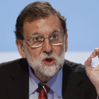 El presidente del Gobierno, Mariano Rajoy, durante su intervención en la Reunió del Cercle d'Economia, el sábado 24 de mayo.