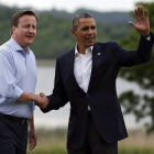 El primer ministro británico, David Cameron y el  presidente de EE.UU., Barack Obama.