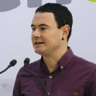 El presidente de Sortu, Hasier Arraiz, el pasado 21 de febrero en una rueda de prensa en Vitoria.