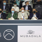 El rey Juan Carlos en un partido de tenis de Rafael Nadal en Emiratos. ALI HAIDER