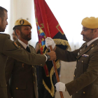 El teniente coronel del Ejército de Tierra Álvaro Díaz Fernández durante la ceremonia de toma de posesión del mando del V Batallón de Intervención de la Unidad Militar de Emergencias (UME).