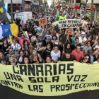 Manifestación por las calles de Las Palmas de Gran Canaria contra la declaración aprobada por el Ministerio de Medio Ambiente.